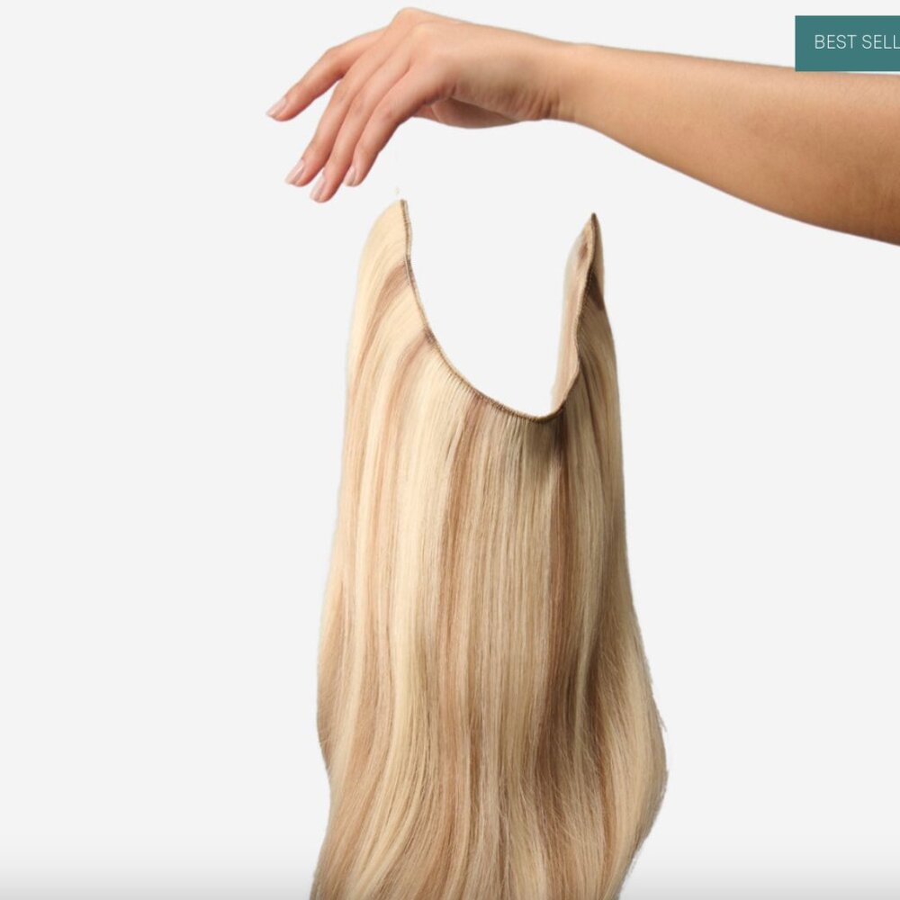 NWT Hidden Crown Halo Extensions - 18 inches - Cool Light Blonde w/ Lowlights